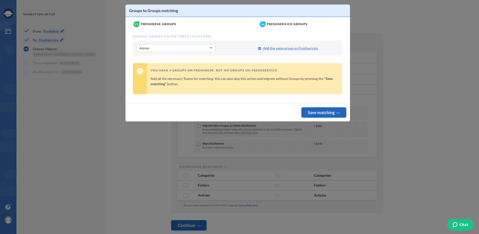 Group matching without the possibility to create groups | Help Desk Migration