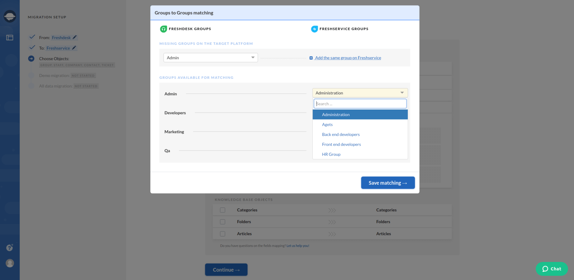 Groups to Groups matching | Help Desk Migration