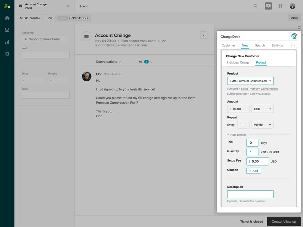 ChargeDesk for Zendesk Screenshot 2