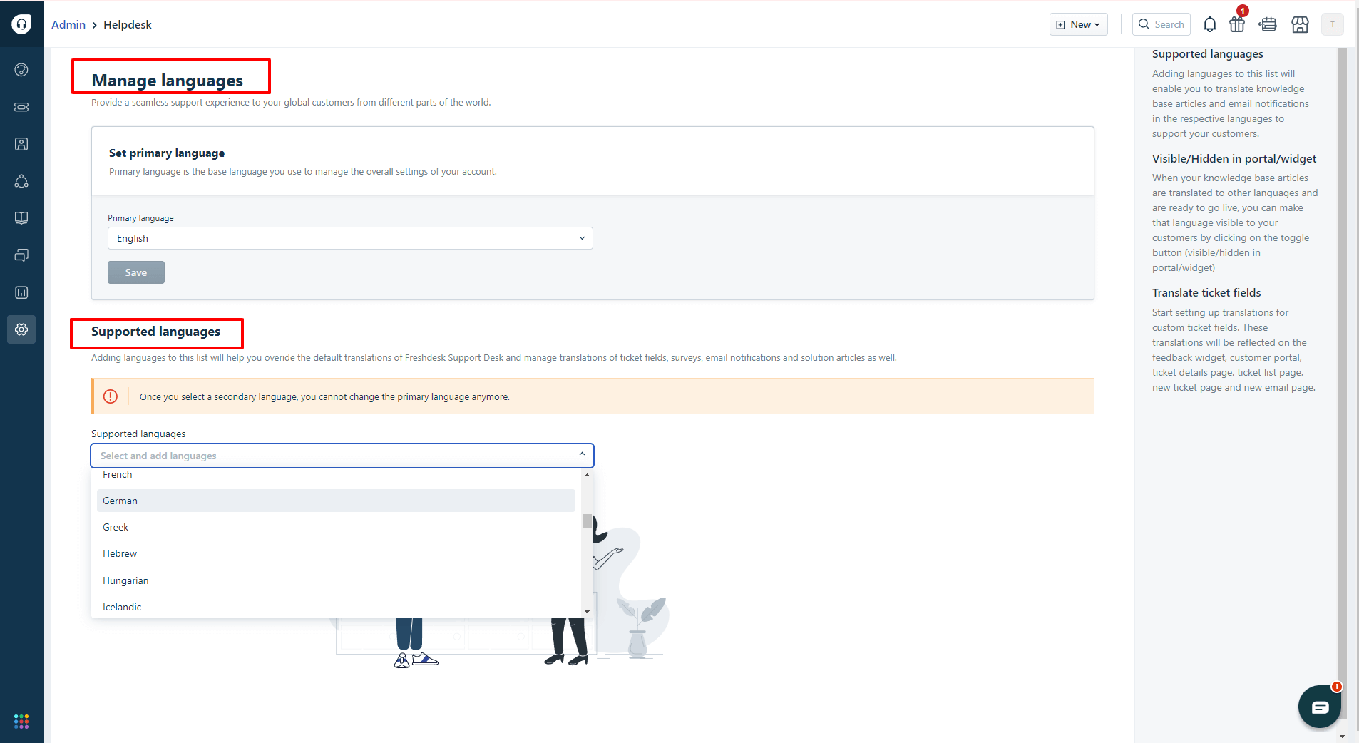 Freshdesk Add a New Language