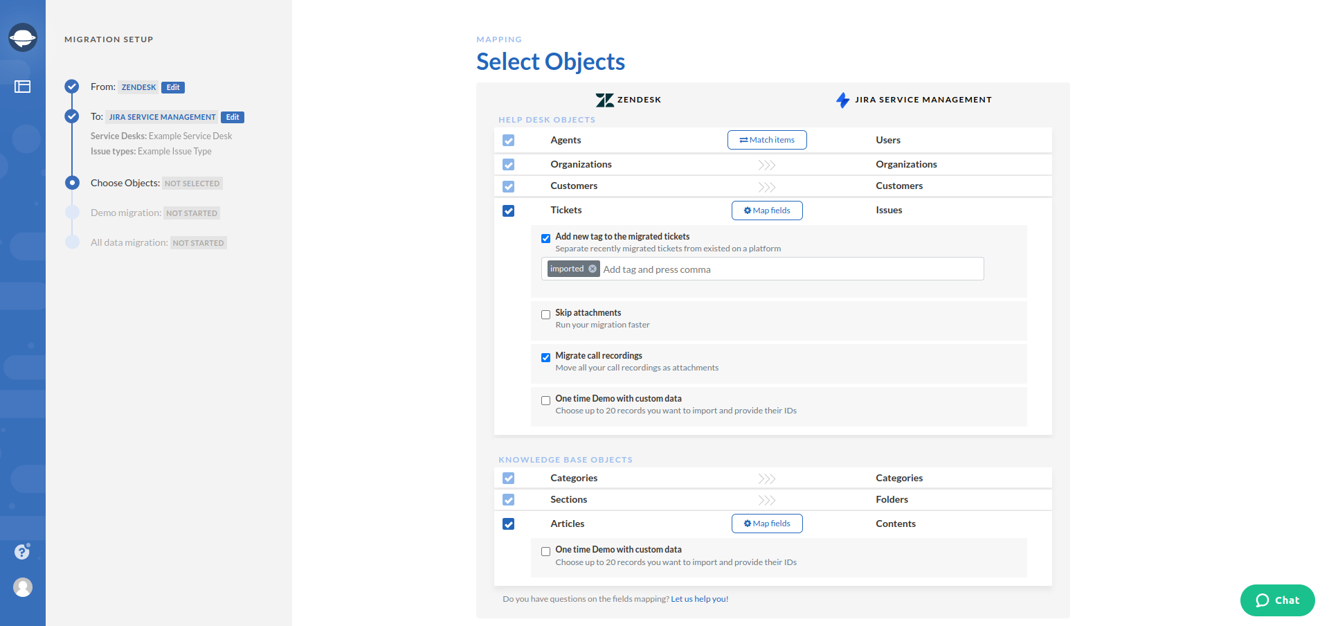 Choose Objects for Migration