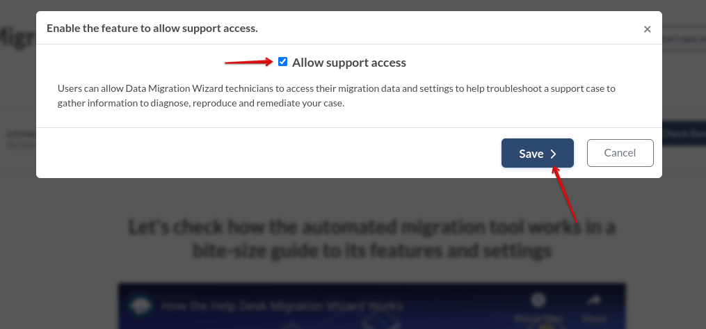 SuperOps Migration Guide - Migration Wizard - Allow Support Access