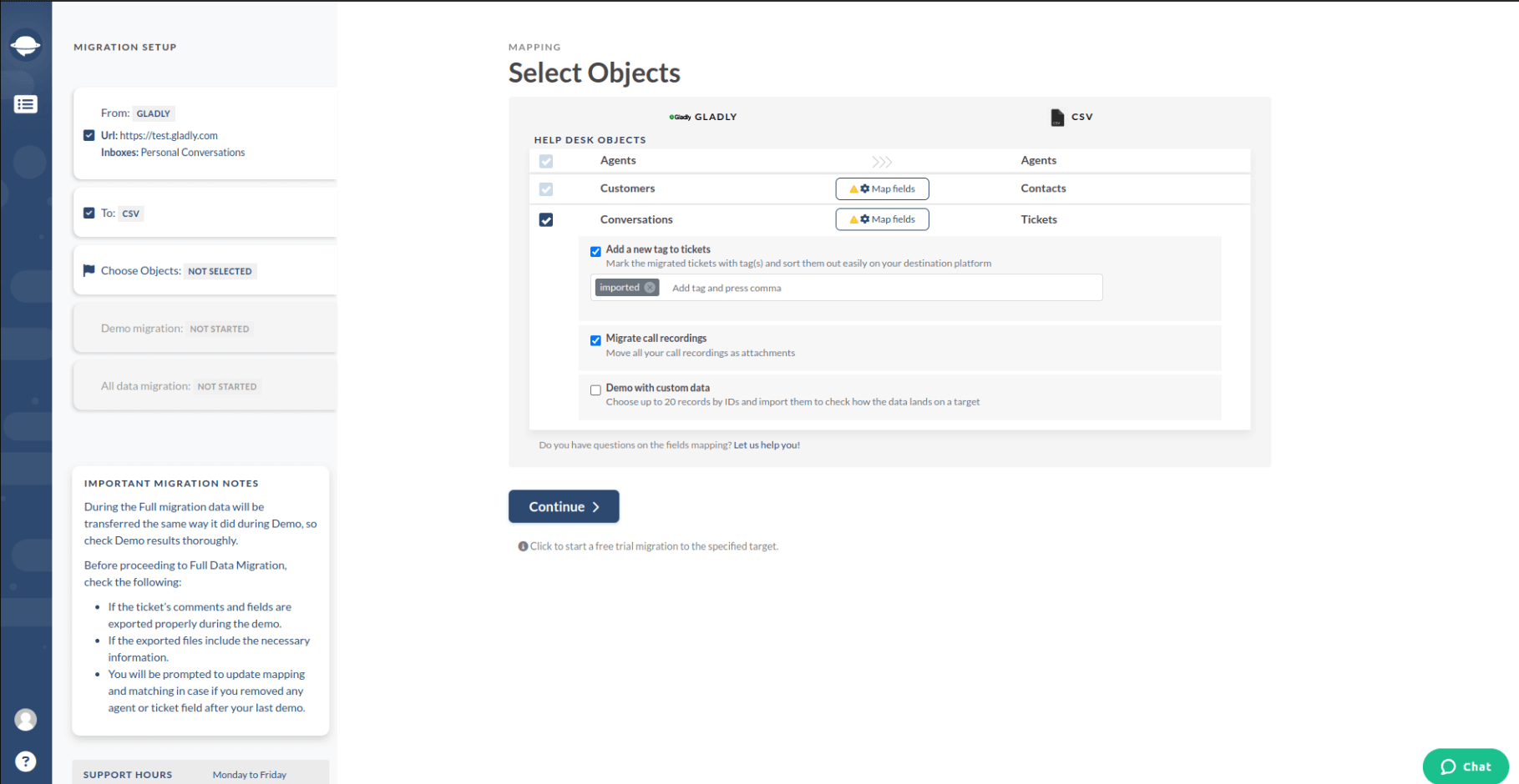 Migration Wizard Select Objects