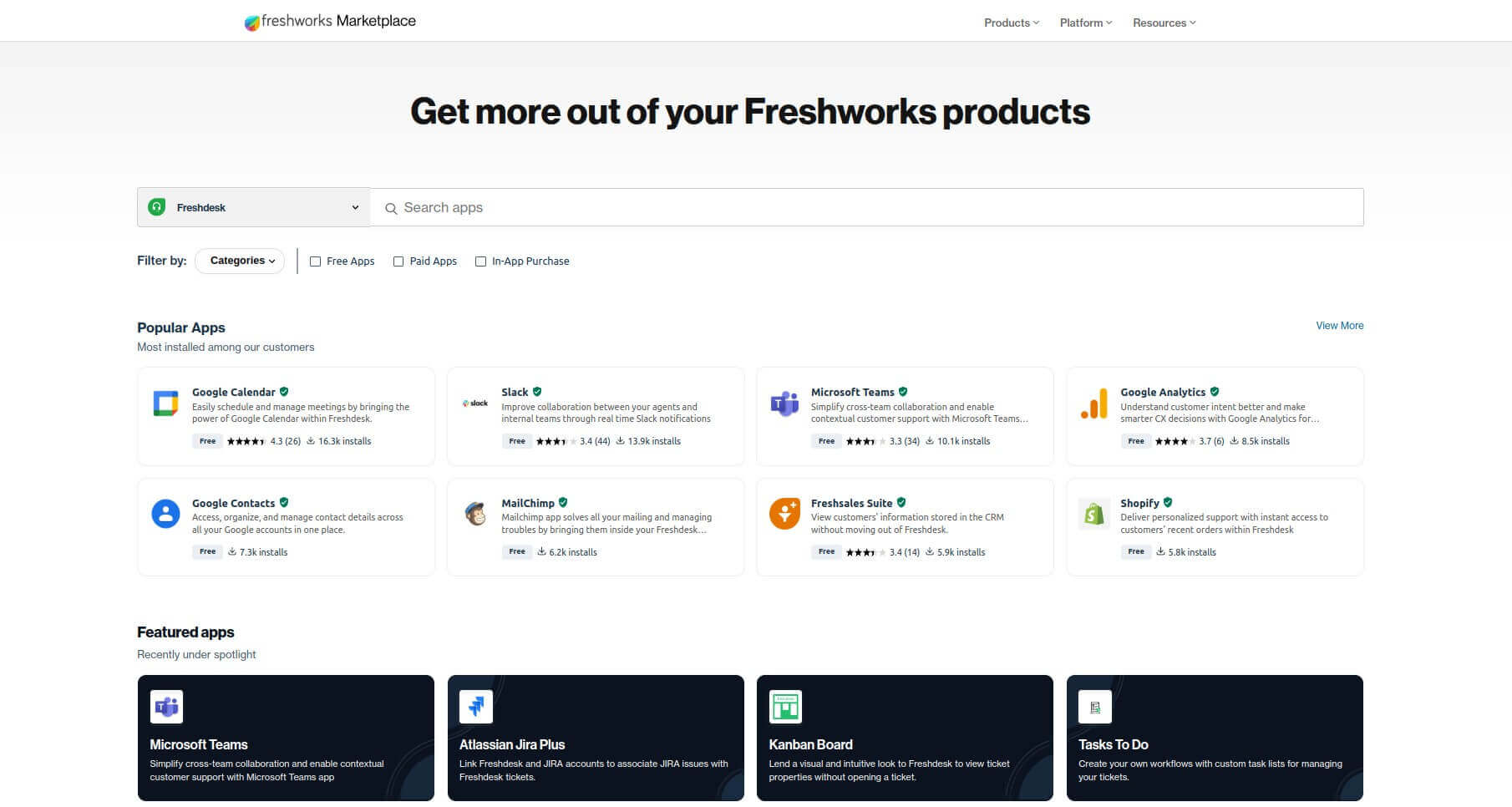 Marketplace do Freshworks