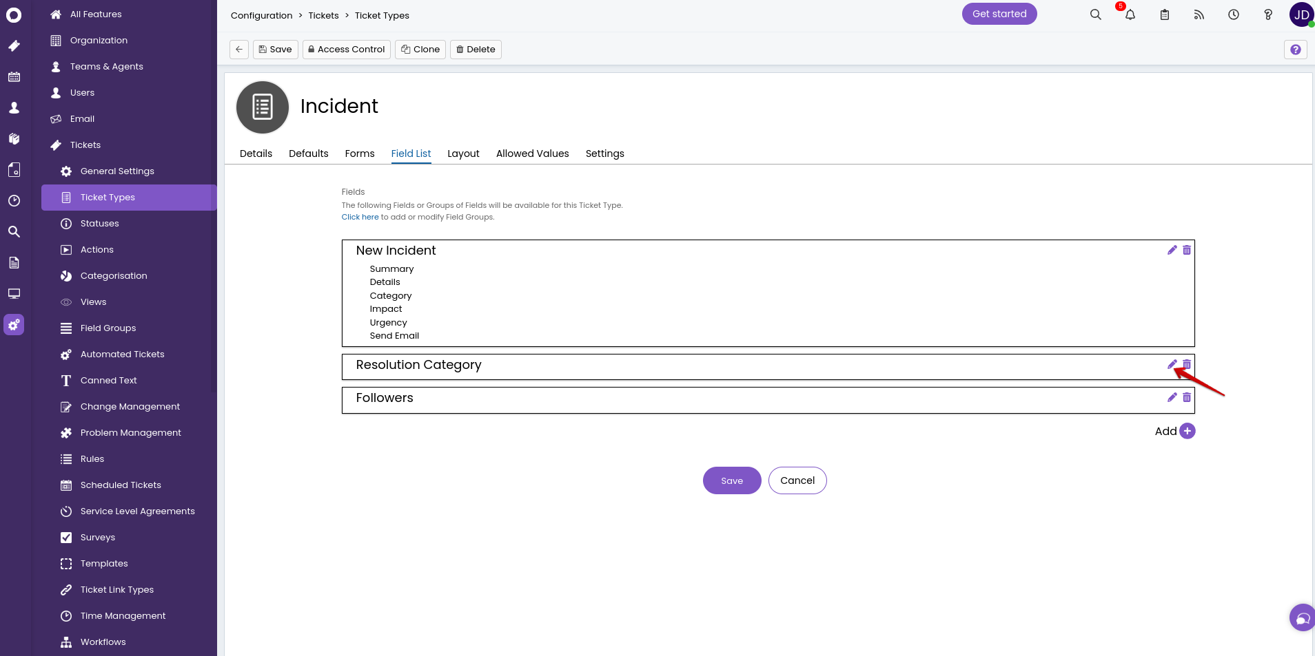 Halo Service Desk - Modifier la catégorie Halo Service Desk - Modifier la catégorie