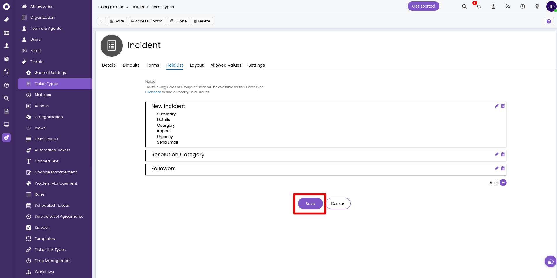 Halo Service Desk - Enregistrer toutes les modifications Halo Service Desk - Enregistrer toutes les modifications