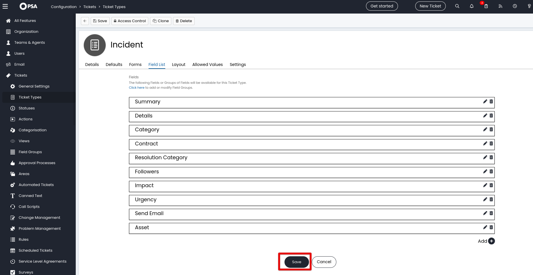 HaloPSA - Guardar cambios en incidentes HaloPSA - Guardar cambios en incidentes
