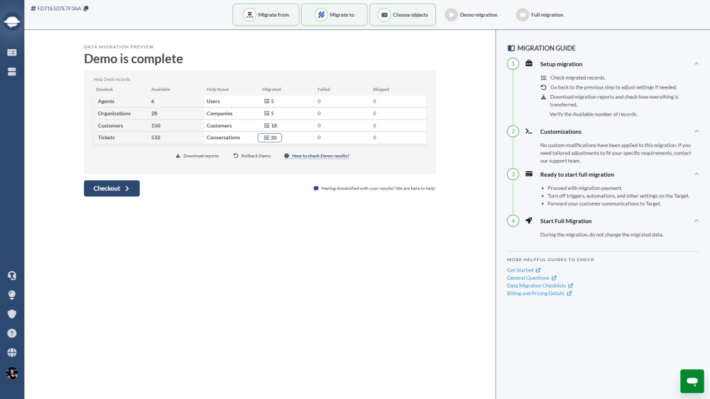HelpScout-Migrationsergebnisse HelpScout-Migrationsergebnisse