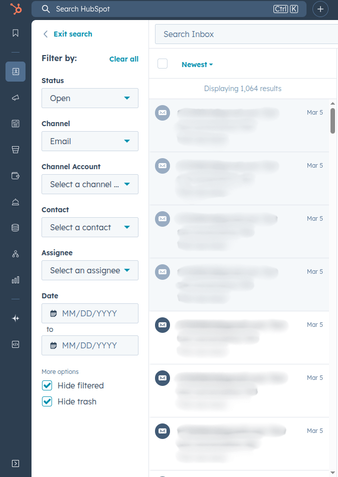 Number of Conversations HubSpot