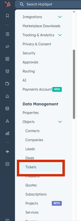 objects tickets HubSpot