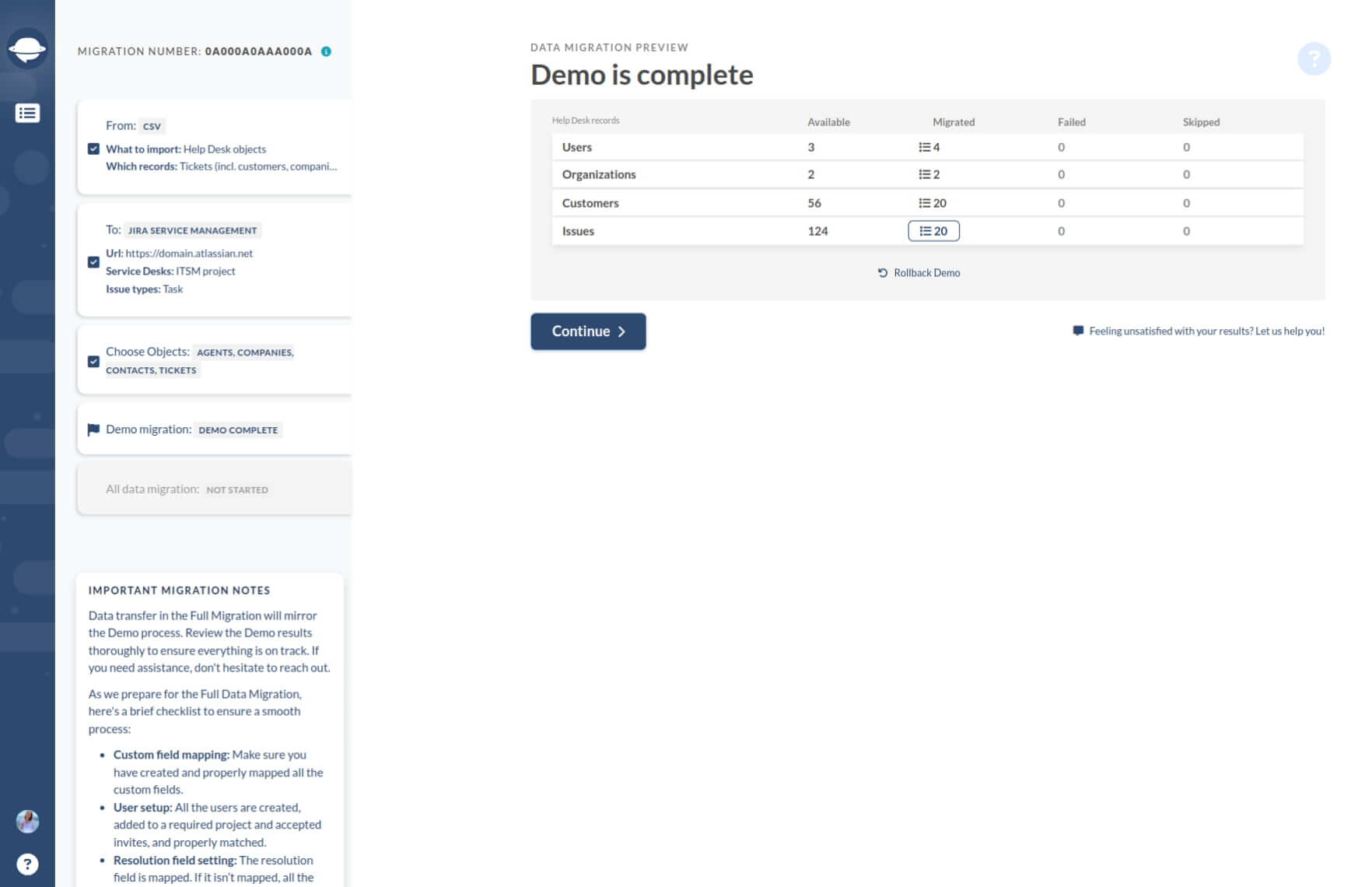 Migración de CSV a Jira Service Management - Migration Wizard