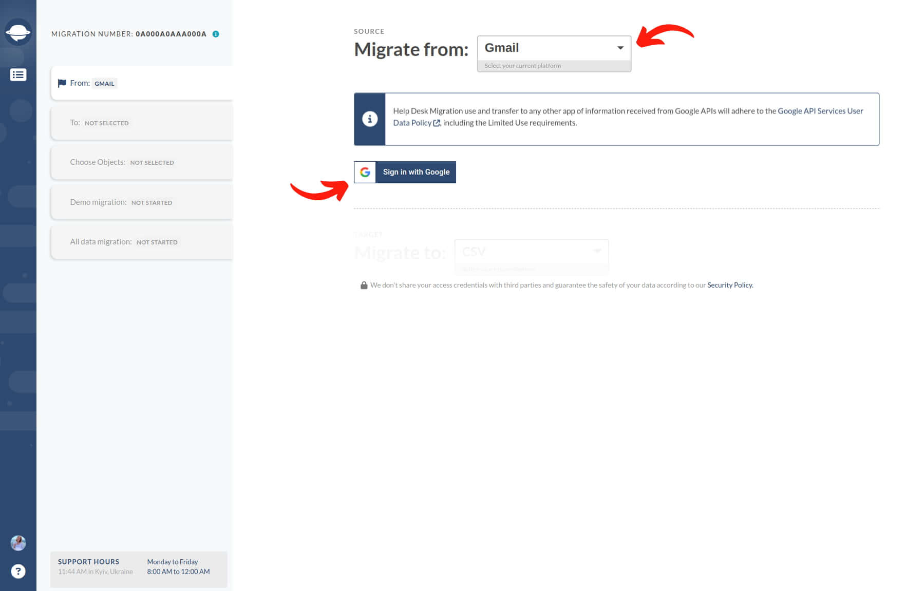 Gmail Export - Migration Wizard