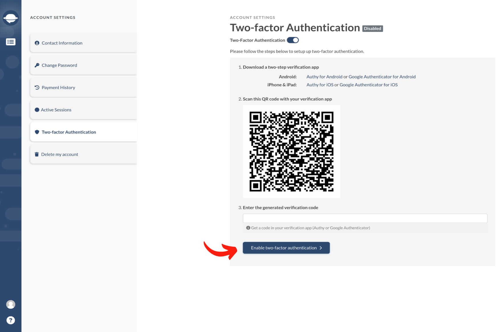 Zwei-Faktor-Authentifizierung aktivieren