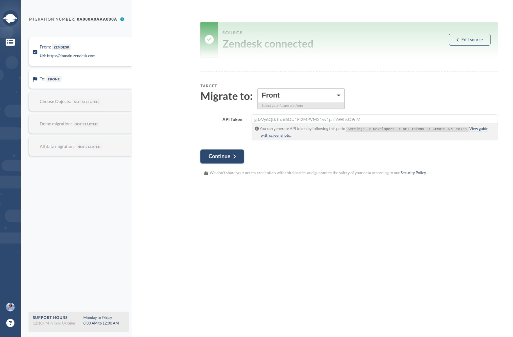 Front Datenmigration - Ziel Schritt