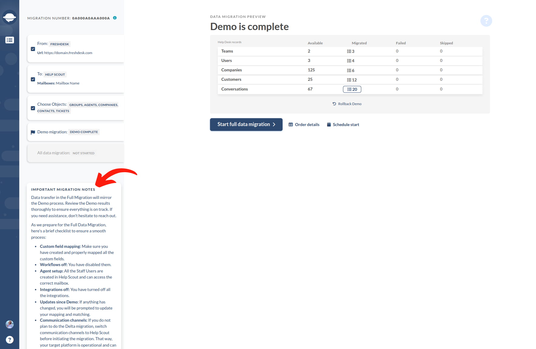 Help Scout - La migración de demostración se ha completado