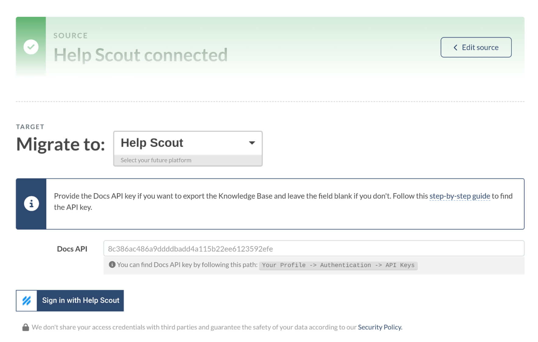 Help Scout Target - Migration Wizard