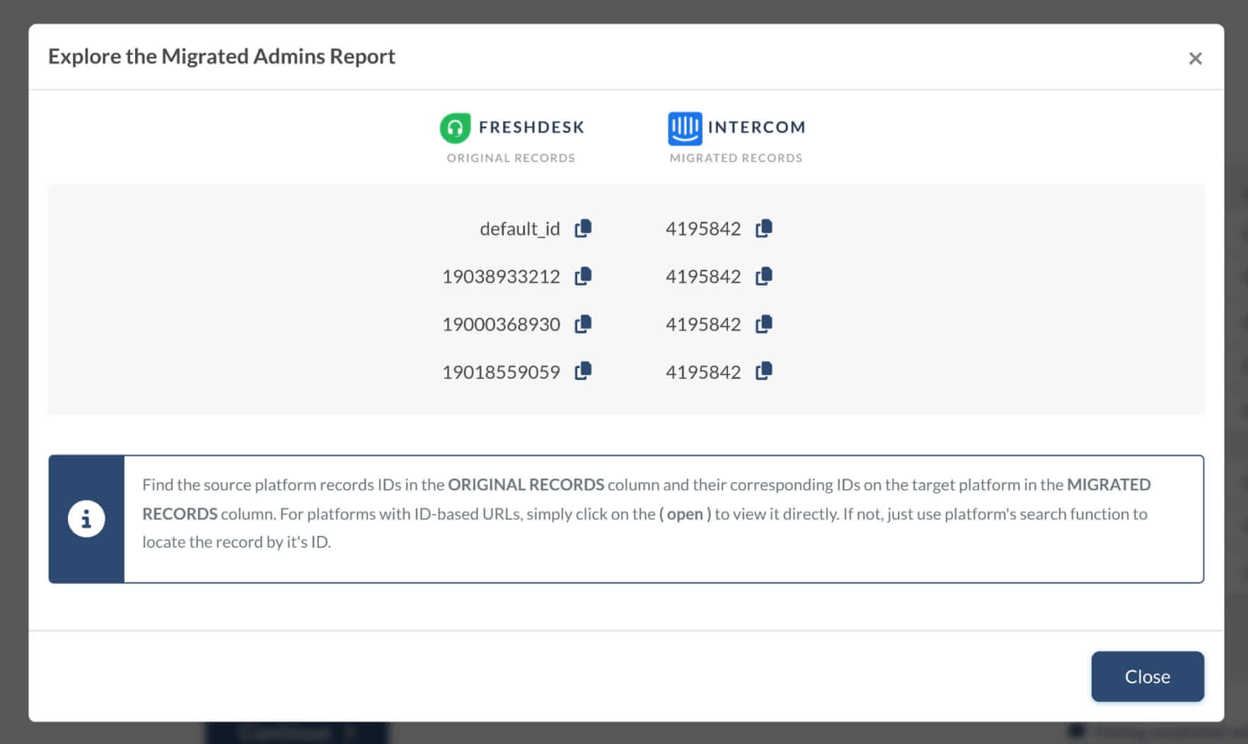 Lista com todos os IDs de registros