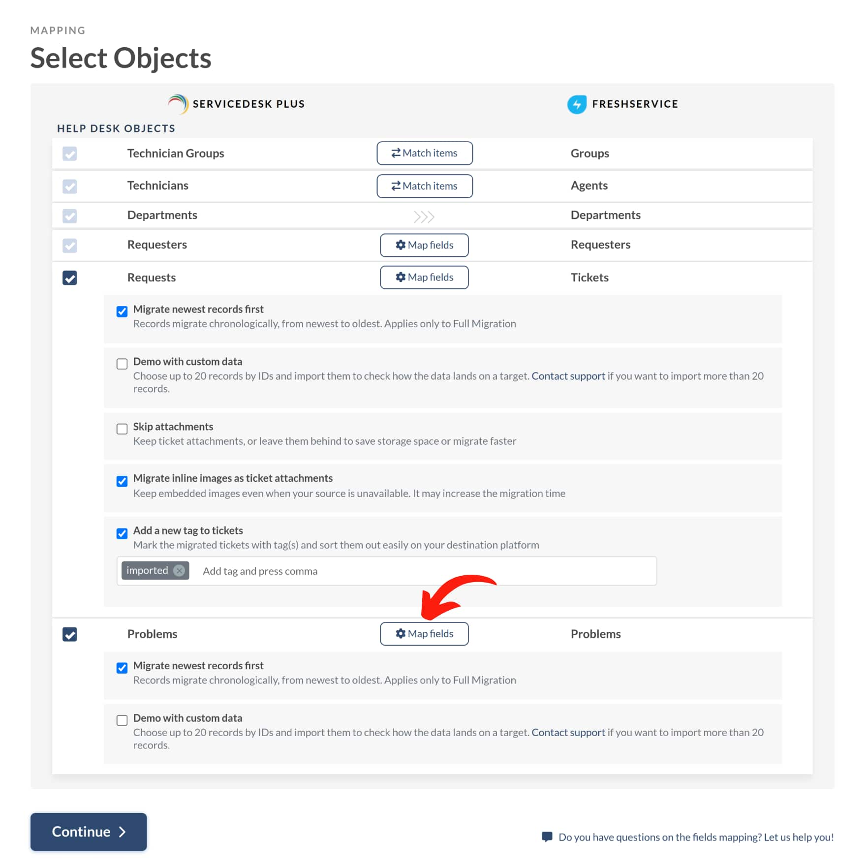 ServiceDesk Plus Export - problem custom fields