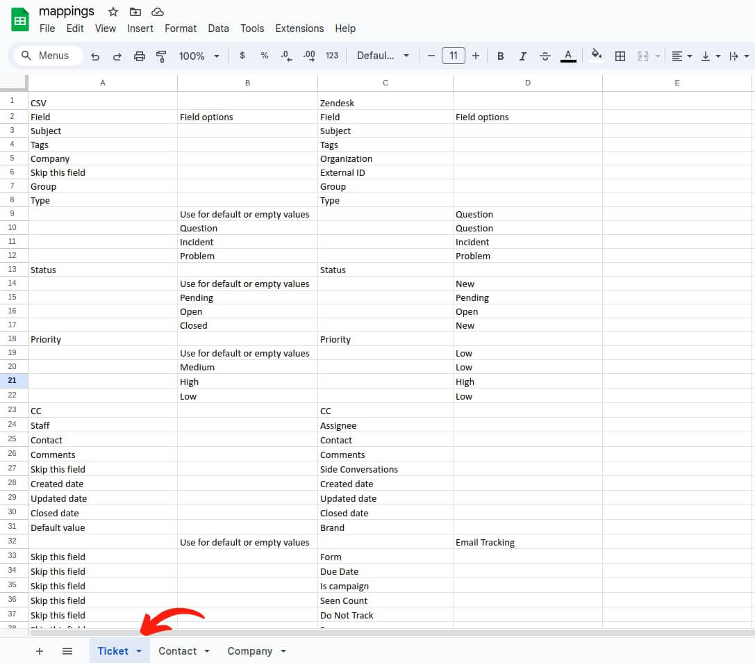 Alle Daten-Mappings überprüfen