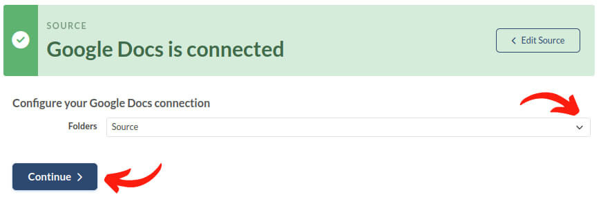Google Docs ist verbunden