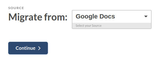 Google Docs als Quelle auswählen