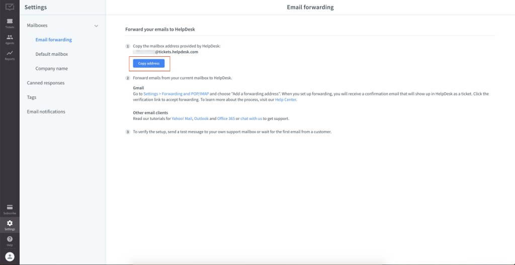 HelpDesk E-Mail-Weiterleitung
