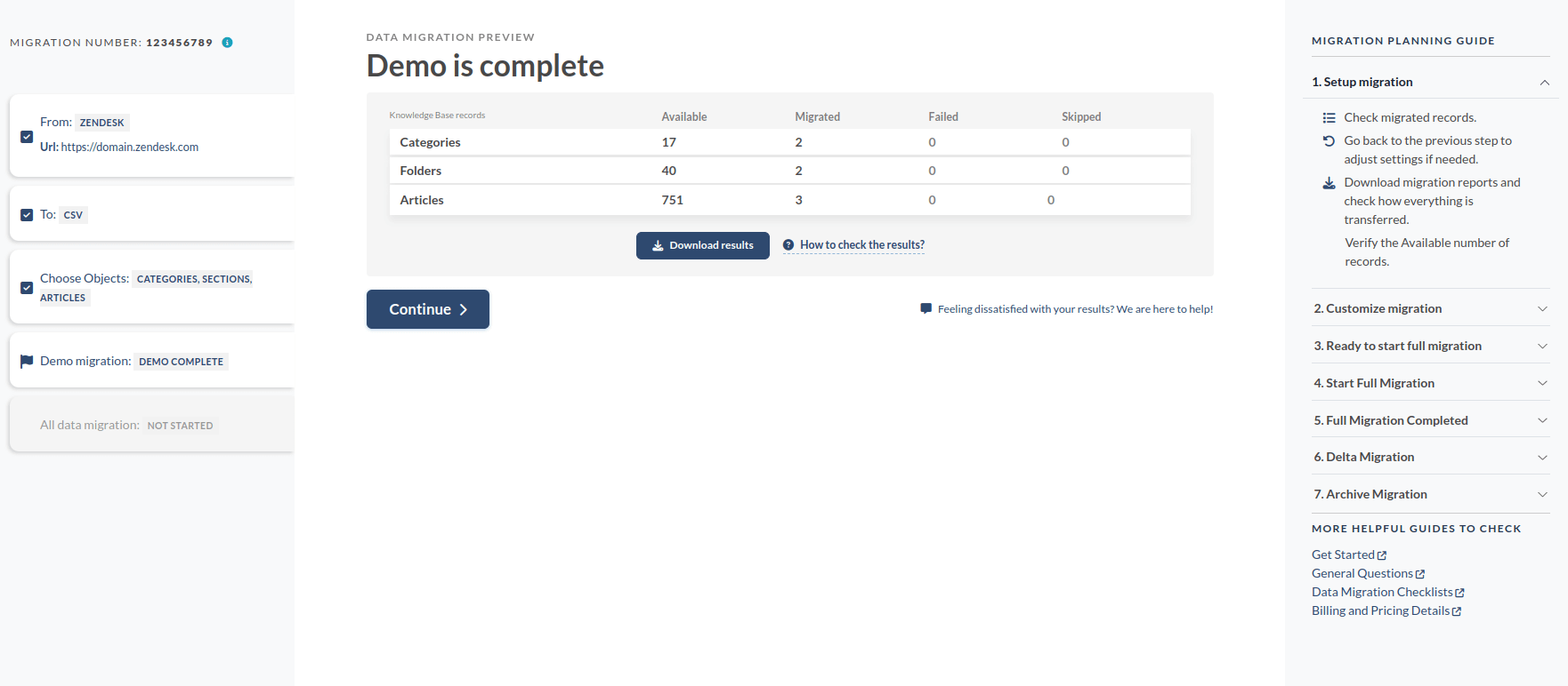 Zendesk Gudie Export Demo Results