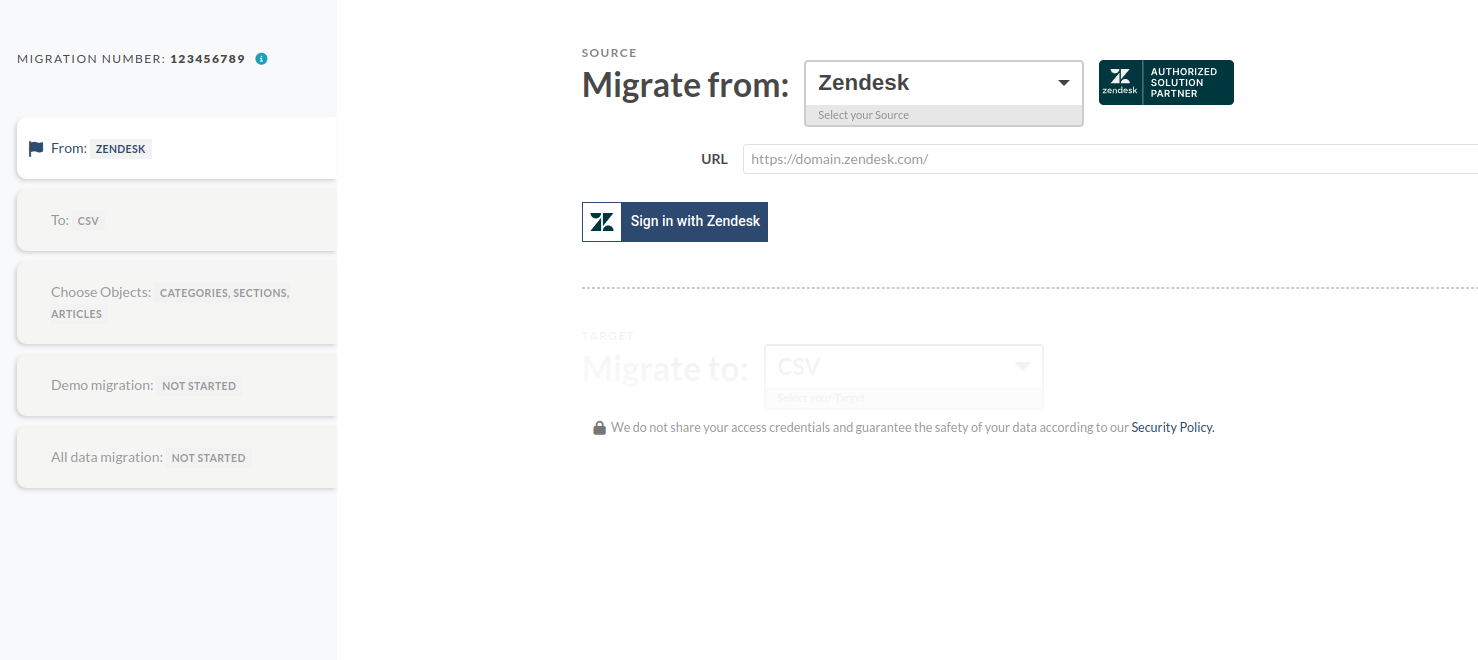 Zendesk as a Source - Migration Wizard