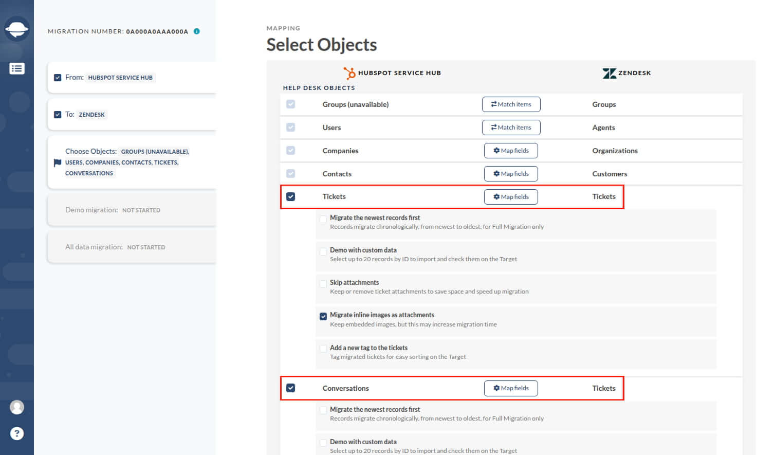 HubSpot Service Hub data migration - Mapping