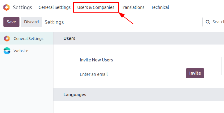 Odoo Helpdesk - Paramètres - Utilisateurs et Sociétés