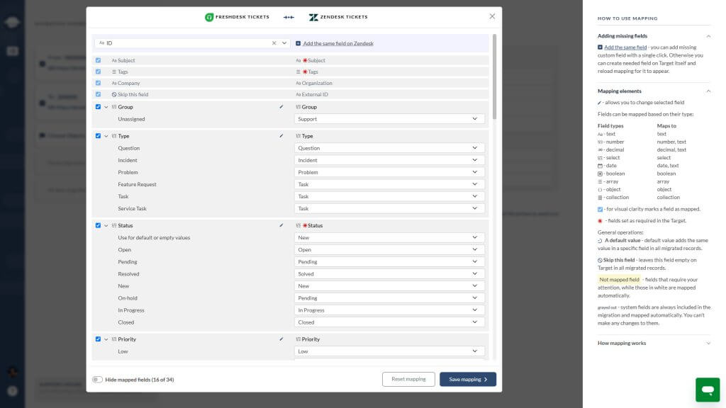 Zendesk Migration Checklist Mapping
