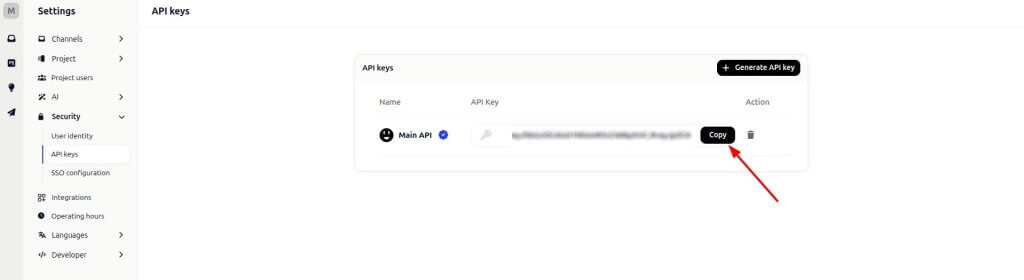 Gleap API-Schlüssel Liste