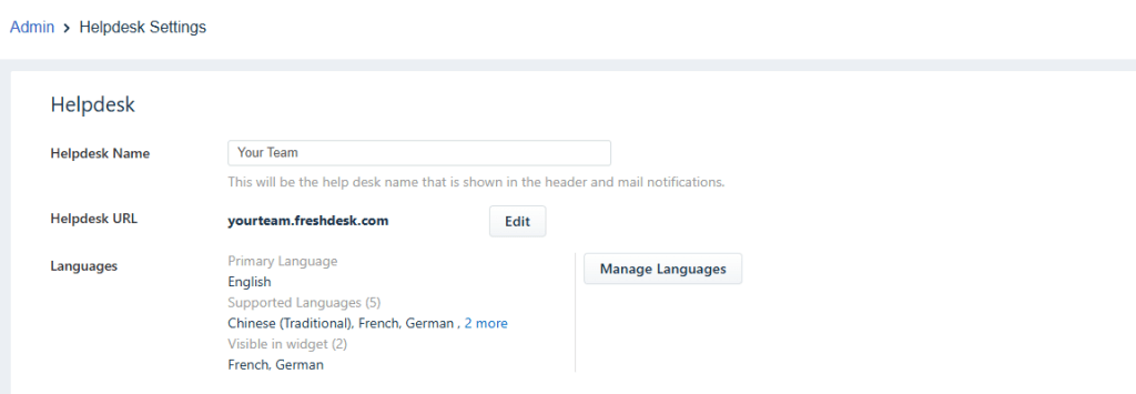 Freshdesk HelpDesk Settings