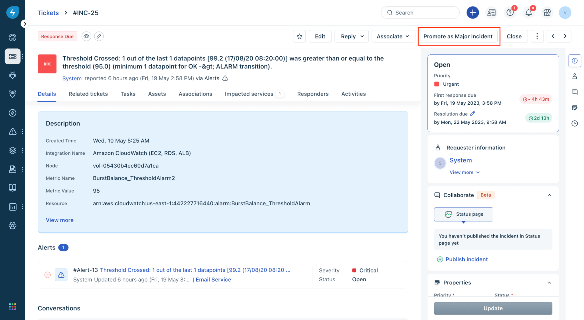 Incident in Freshservice Incident in Freshservice