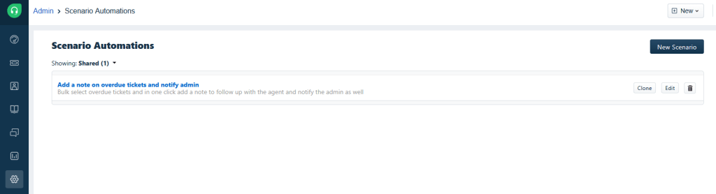 Nova Automação de Cenário
