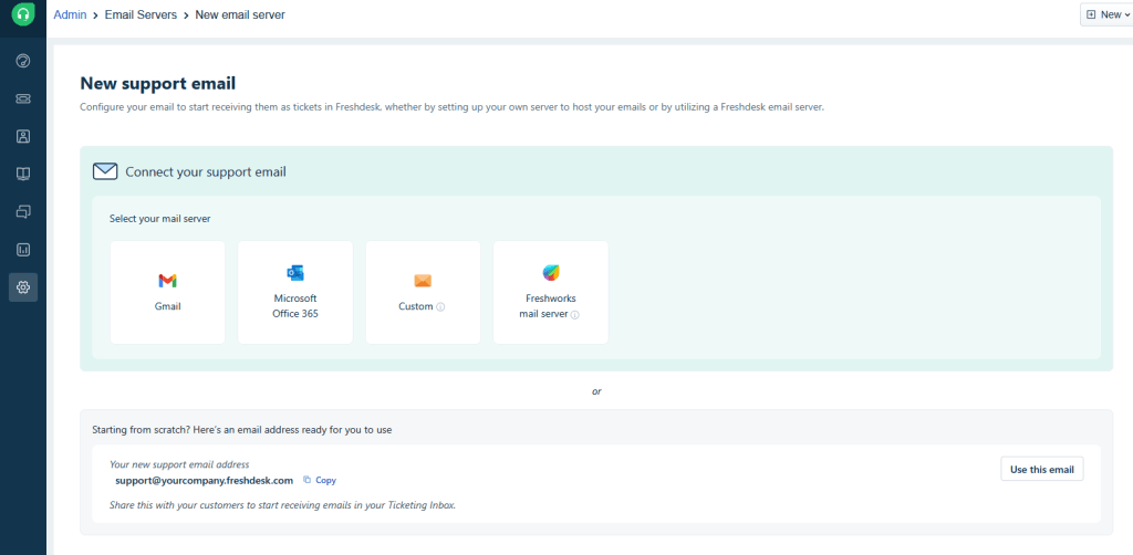Novo E-mail de Suporte Freshdesk