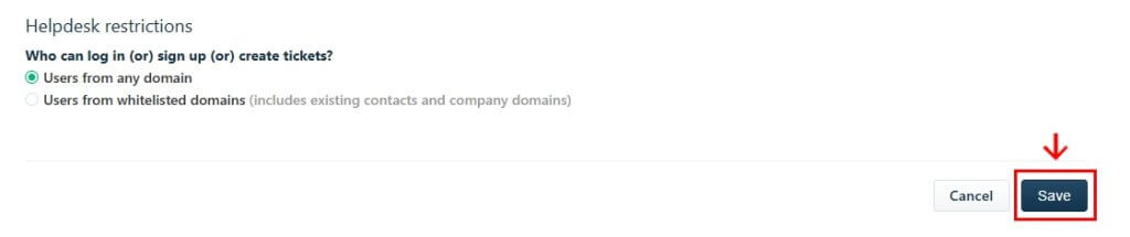 Save HelpDesk Settings