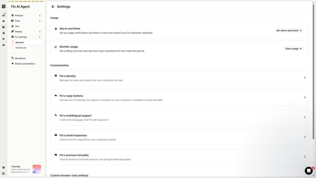 Fin AI Agent Intercom
