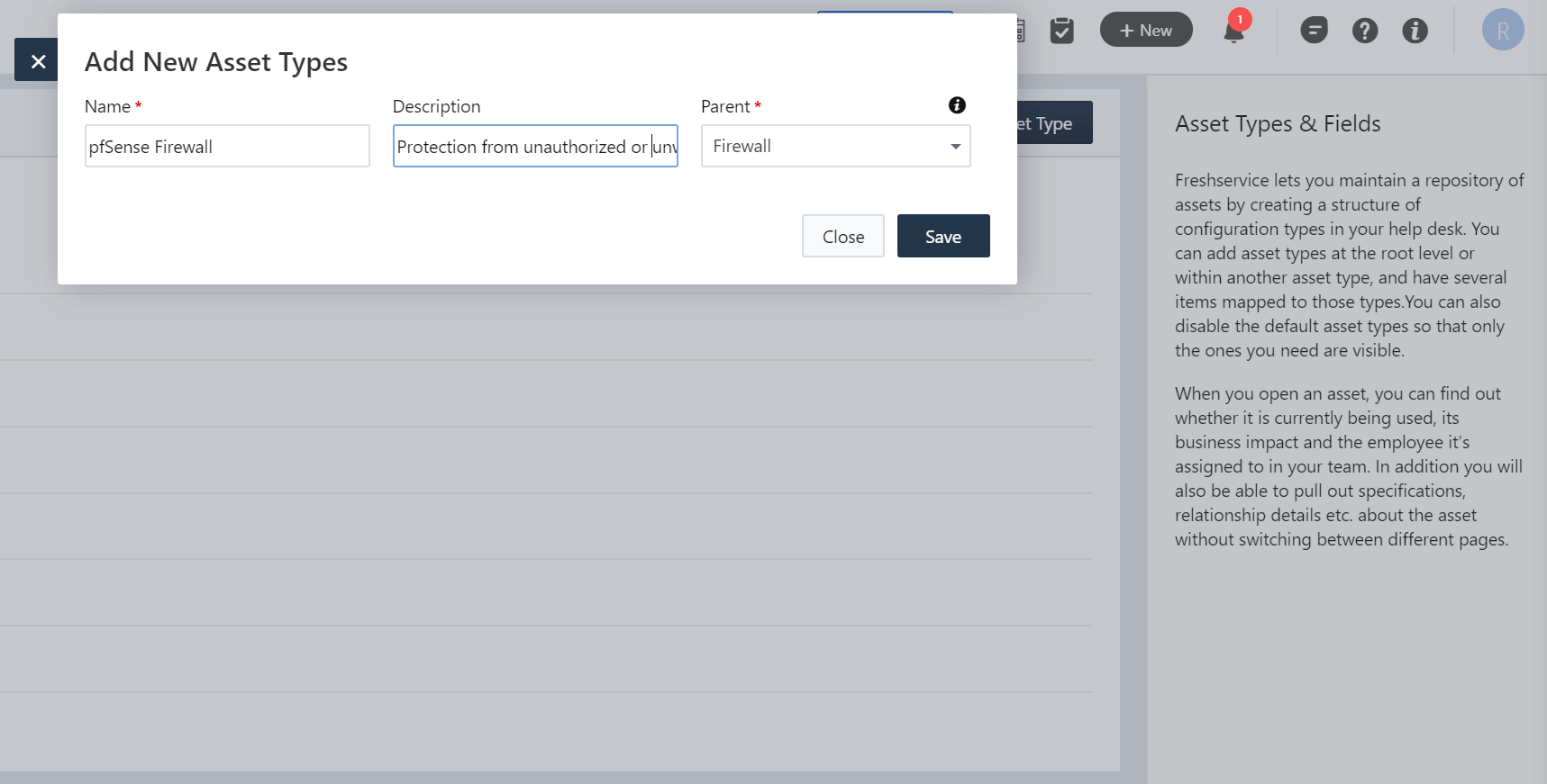 Adicionar novo tipo de ativo no Freshservice