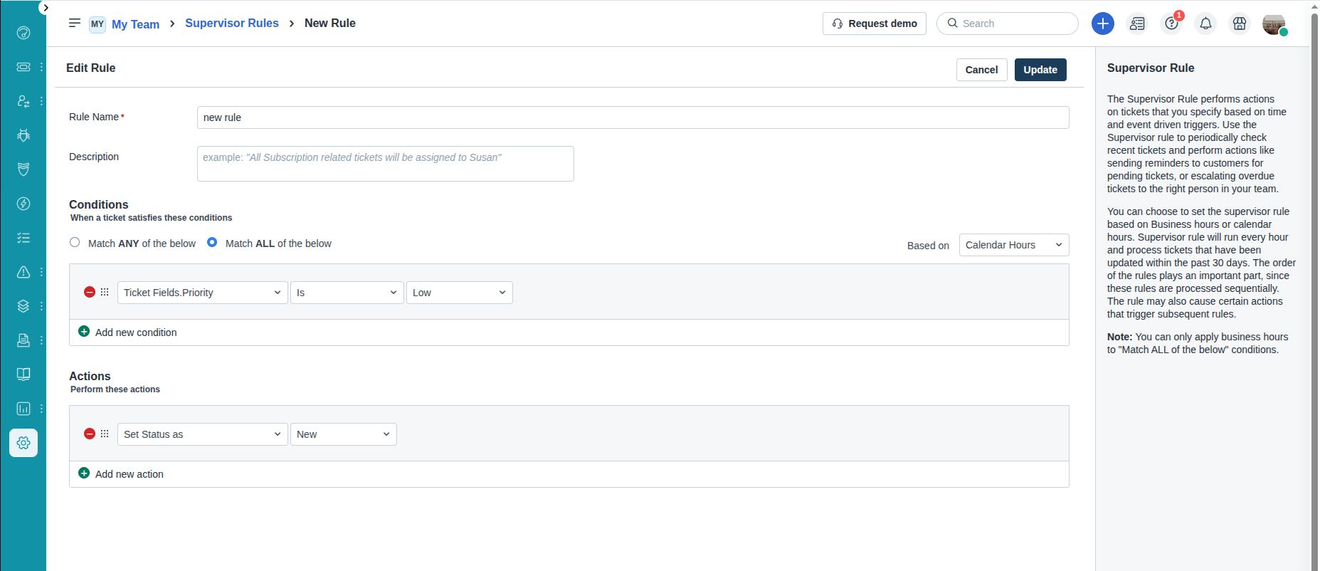 Nova regra Freshservice