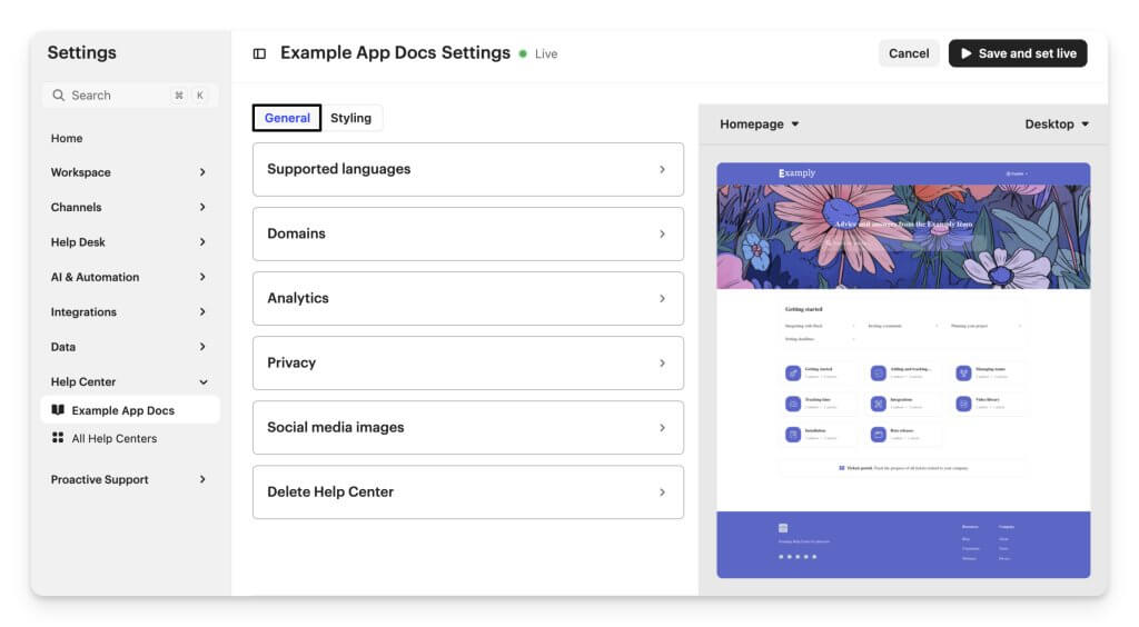 Help Center General Intercom