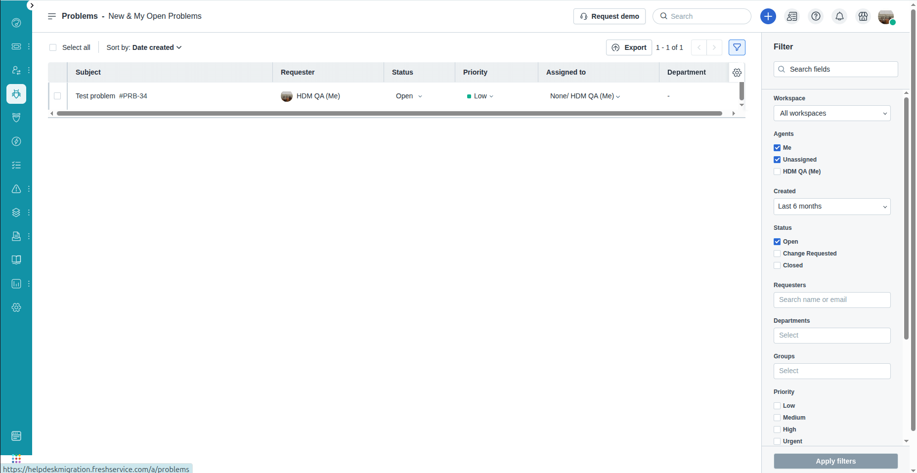 Problema no Freshservice