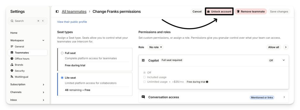 Botão Desbloquear Intercom
