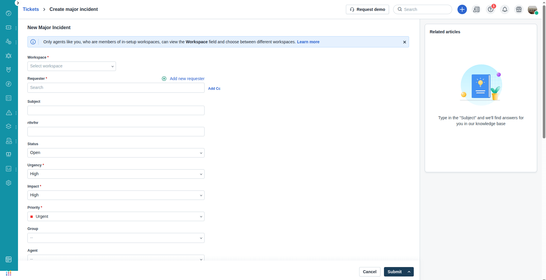Incidente crítico no Freshservice