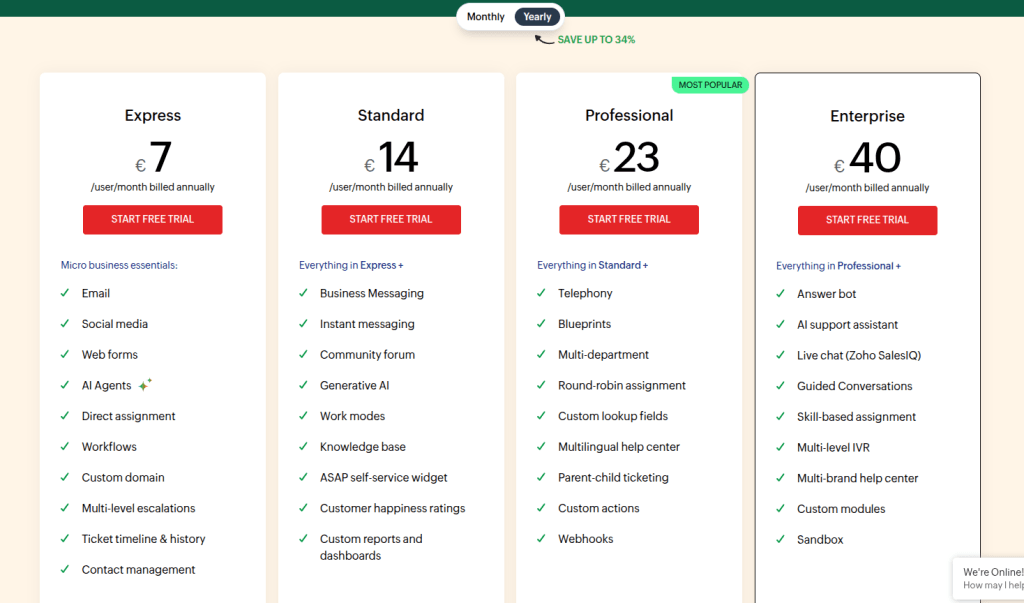Zoho Desk Pricing Zoho Desk Pricing