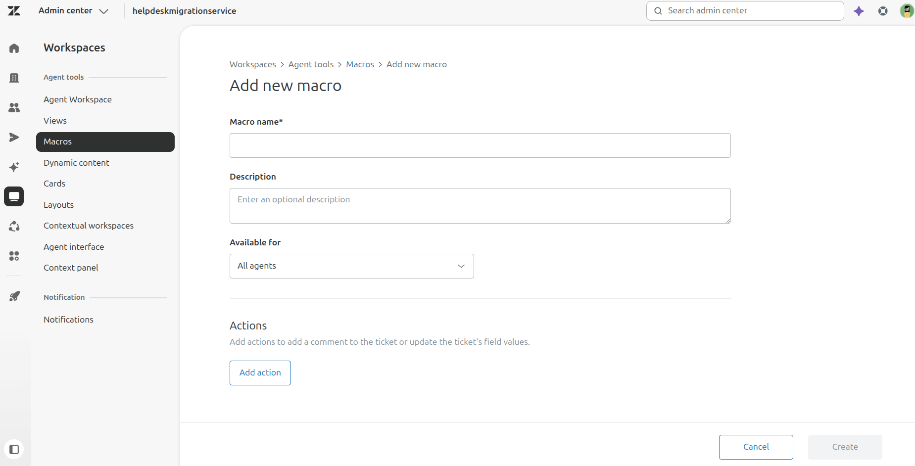 Zendesk - Add New Macro Zendesk - Add New Macro