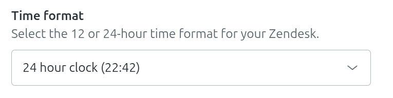 Zendesk Admin - Formato de hora de la cuenta