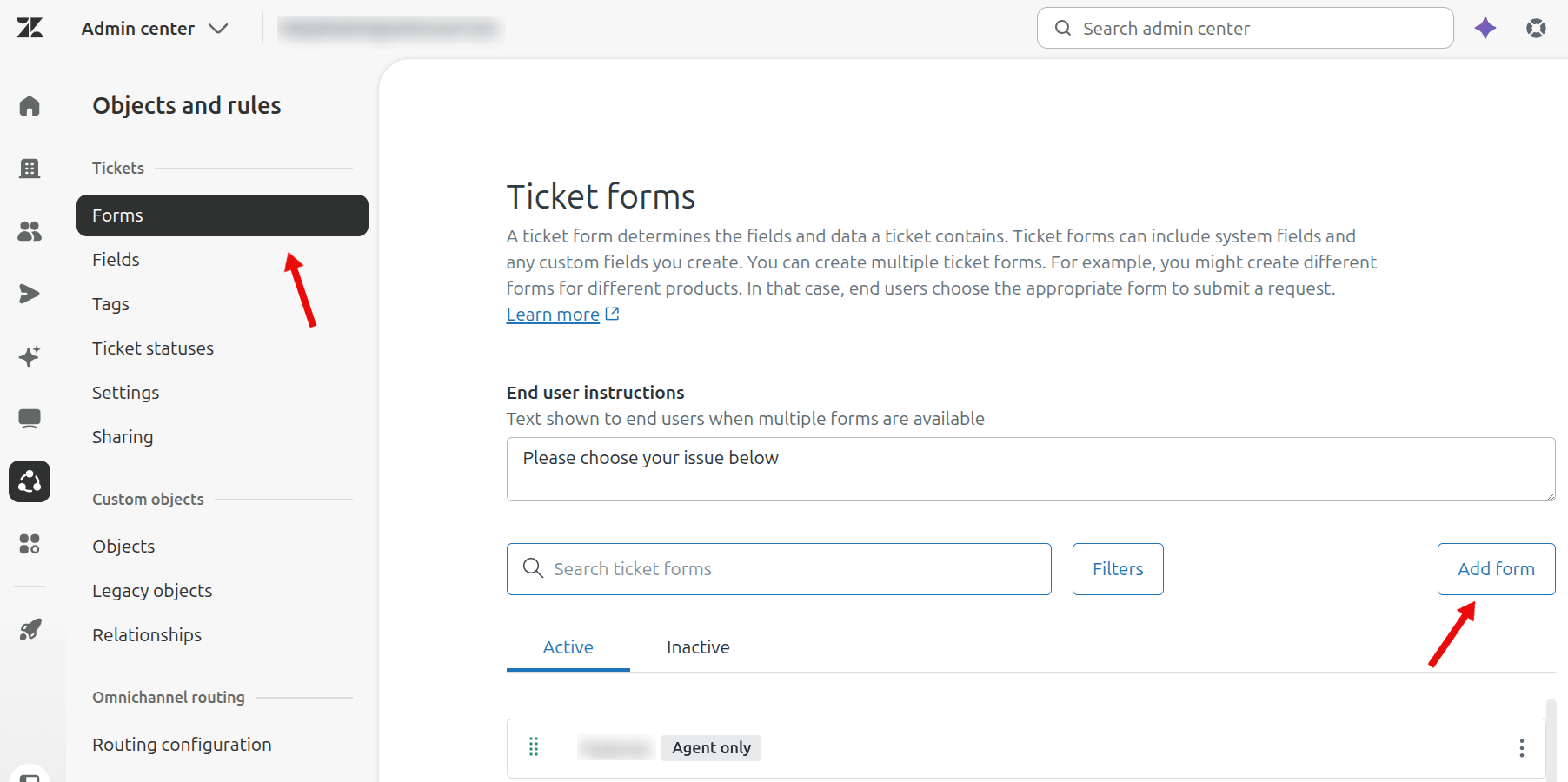 Objetos y reglas de administración Zendesk - Formularios de tickets