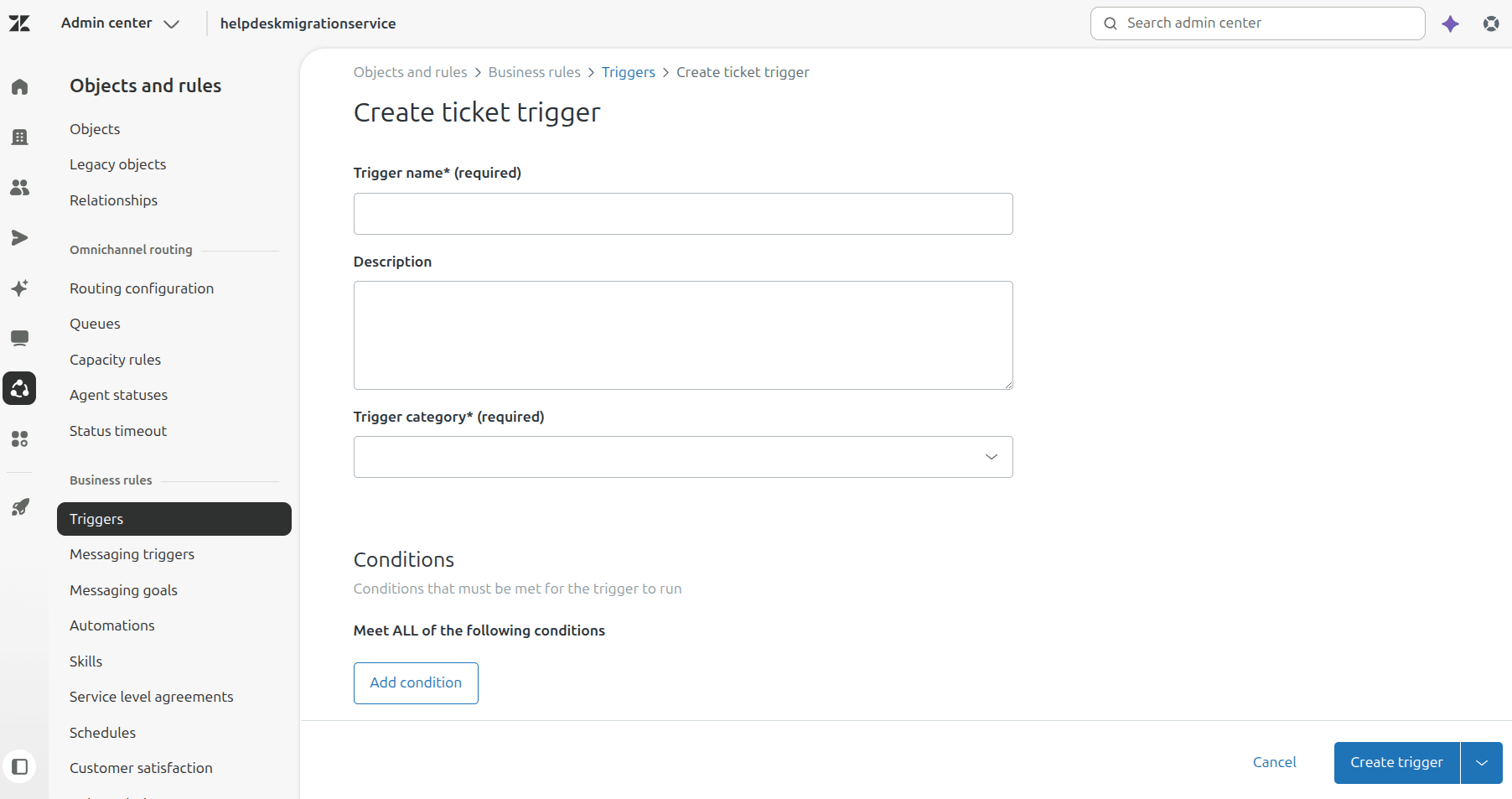 Zendesk Trigger Creation