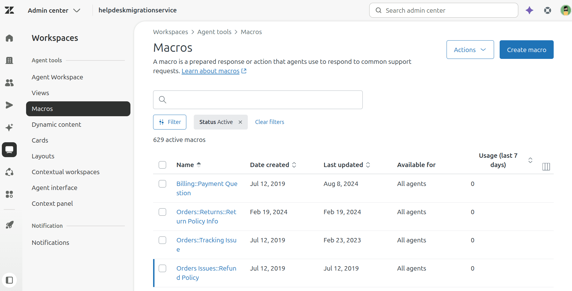 Zendesk Macros